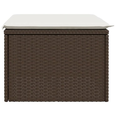 vidaXL Υποπόδιο Κήπου Καφέ 55x55x37cm Συνθετικό Ρατάν με Μαξιλάρι 1 τεμ.
