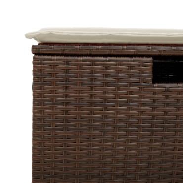 vidaXL Υποπόδιο Κήπου Καφέ 55x55x37cm Συνθετικό Ρατάν με Μαξιλάρι 1 τεμ.