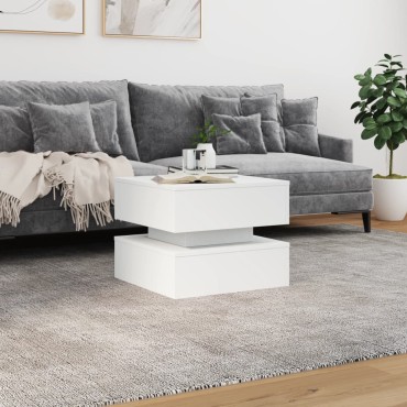 vidaXL Τραπεζάκι Σαλονιού με LED Λευκό 50x50x40cm 1 τεμ.