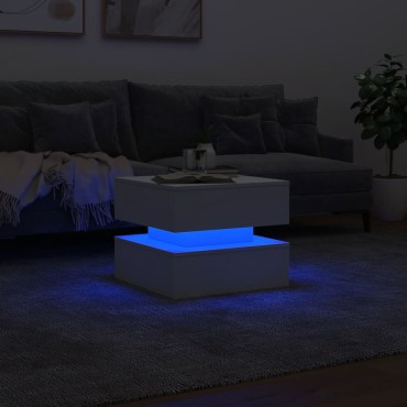 vidaXL Τραπεζάκι Σαλονιού με LED Λευκό 50x50x40cm 1 τεμ.