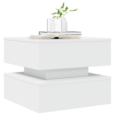 vidaXL Τραπεζάκι Σαλονιού με LED Λευκό 50x50x40cm 1 τεμ.
