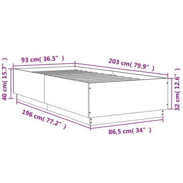 vidaXL Πλαίσιο Κρεβατιού Sonoma Δρυς 90x200 εκ. Επεξεργασμένο Ξύλο