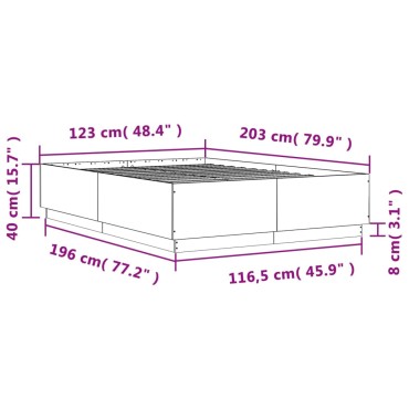 vidaXL Πλαίσιο Κρεβατιού Γκρι Σκυροδέματος 120x200 εκ. Επεξεργ. Ξύλο