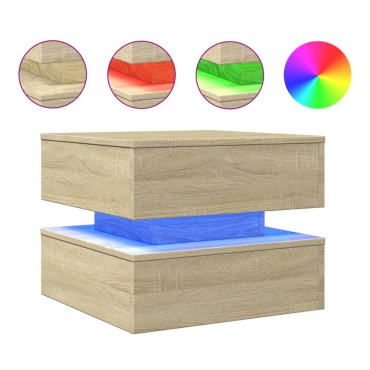 vidaXL Τραπεζάκι Σαλονιού με LED Sonoma Δρυς 50x50x40cm 1 τεμ.