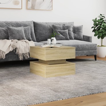 vidaXL Τραπεζάκι Σαλονιού με LED Sonoma Δρυς 50x50x40cm 1 τεμ.