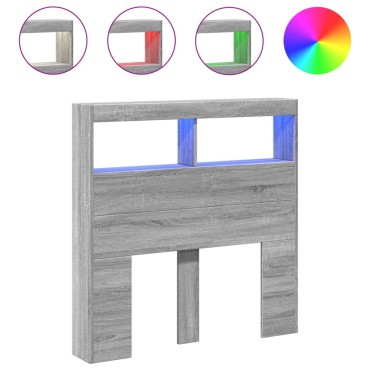 vidaXL Κεφαλάρι με Αποθηκ. Χώρο & LED Γκρι Sonoma 100x17x102cm 1 τεμ.