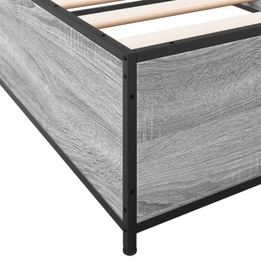 vidaXL Πλαίσιο Κρεβατιού Γκρι Sonoma 75x190 εκ. Επεξ. Ξύλο & Μέταλλο