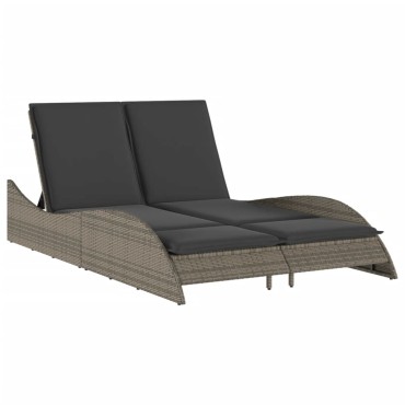vidaXL Ξαπλώστρα Γκρι 114x205x73cm από Συνθετικό Ρατάν με Μαξιλάρι 1 τεμ.