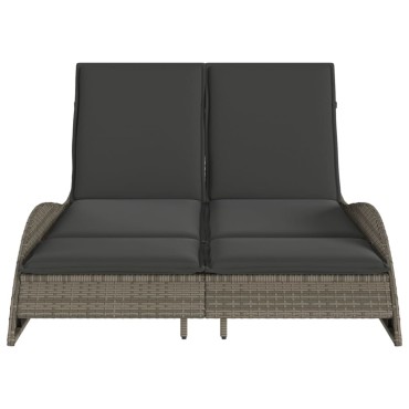 vidaXL Ξαπλώστρα Γκρι 114x205x73cm από Συνθετικό Ρατάν με Μαξιλάρι 1 τεμ.