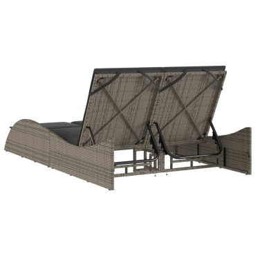 vidaXL Ξαπλώστρα Γκρι 114x205x73cm από Συνθετικό Ρατάν με Μαξιλάρι 1 τεμ.