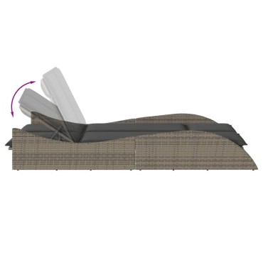 vidaXL Ξαπλώστρα Γκρι 114x205x73cm από Συνθετικό Ρατάν με Μαξιλάρι 1 τεμ.