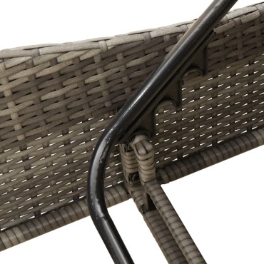vidaXL Ξαπλώστρα Γκρι 114x205x73cm από Συνθετικό Ρατάν με Μαξιλάρι 1 τεμ.