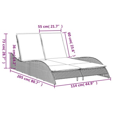 vidaXL Ξαπλώστρα Γκρι 114x205x73cm από Συνθετικό Ρατάν με Μαξιλάρι 1 τεμ.