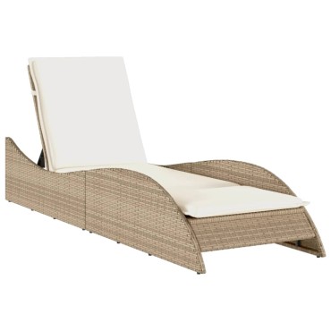 vidaXL Ξαπλώστρα Μπεζ 60x205x73cm από Συνθετικό Ρατάν με Μαξιλάρι 1 τεμ.