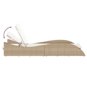 vidaXL Ξαπλώστρα Μπεζ 60x205x73cm από Συνθετικό Ρατάν με Μαξιλάρι 1 τεμ.