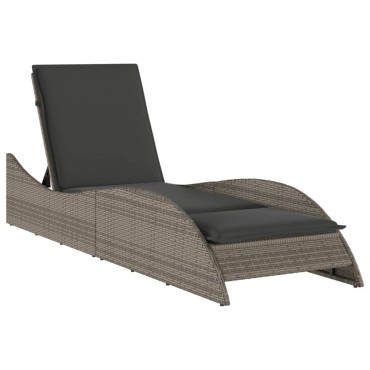 vidaXL Ξαπλώστρα Γκρι 60x205x73cm από Συνθετικό Ρατάν με Μαξιλάρι 1 τεμ.