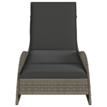 vidaXL Ξαπλώστρα Γκρι 60x205x73cm από Συνθετικό Ρατάν με Μαξιλάρι 1 τεμ.