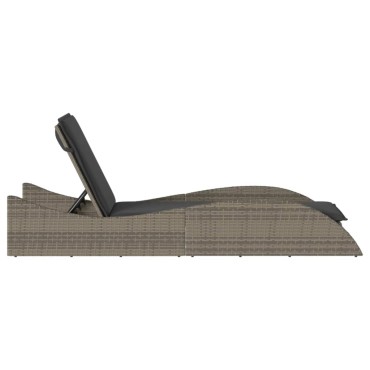 vidaXL Ξαπλώστρα Γκρι 60x205x73cm από Συνθετικό Ρατάν με Μαξιλάρι 1 τεμ.