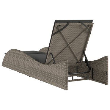 vidaXL Ξαπλώστρα Γκρι 60x205x73cm από Συνθετικό Ρατάν με Μαξιλάρι 1 τεμ.