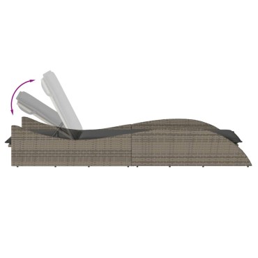 vidaXL Ξαπλώστρα Γκρι 60x205x73cm από Συνθετικό Ρατάν με Μαξιλάρι 1 τεμ.