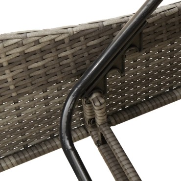 vidaXL Ξαπλώστρα Γκρι 60x205x73cm από Συνθετικό Ρατάν με Μαξιλάρι 1 τεμ.