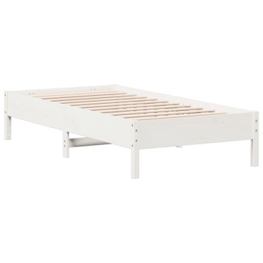 vidaXL Σκελετός Κρεβ. Χωρίς Στρώμα Λευκό 90x190cm Μασίφ Πεύκο 1 τεμ. - Μονό