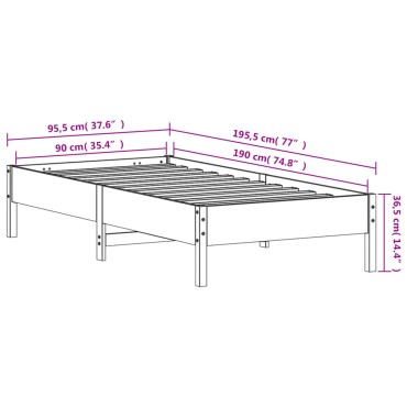 vidaXL Σκελετός Κρεβ. Χωρίς Στρώμα Λευκό 90x190 εκ Μασίφ Πεύκο