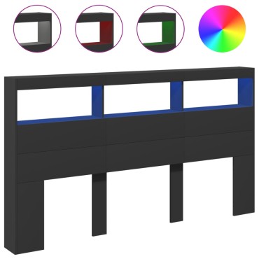 vidaXL Κεφαλάρι με Αποθηκευτικό Χώρο και LED Μαύρο 180x17x102cm 1 τεμ.