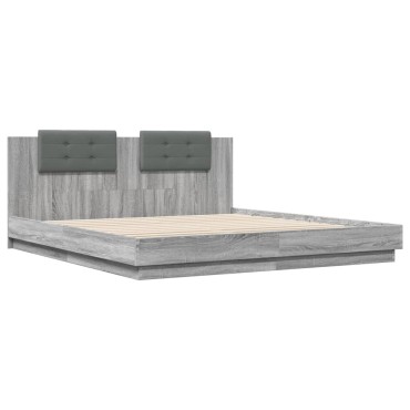 vidaXL Πλαίσιο Κρεβατιού με Κεφαλάρι Γκρι Sonoma 180x200εκ. Επεξ. Ξύλο