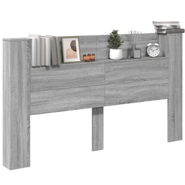 vidaXL Κεφαλάρι με Αποθηκ. Χώρο & LED Γκρι Sonoma 180x16,5x103,5cm 1 τεμ.