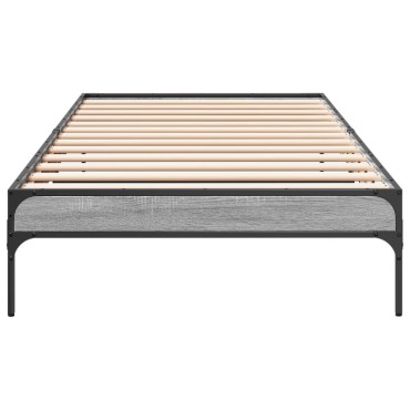 vidaXL Πλαίσιο Κρεβατιού Γκρι Sonoma 75x190 εκ. Επεξ. Ξύλο & Μέταλλο