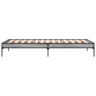 vidaXL Πλαίσιο Κρεβατιού Γκρι Sonoma 75x190 εκ. Επεξ. Ξύλο & Μέταλλο