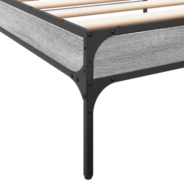 vidaXL Πλαίσιο Κρεβατιού Γκρι Sonoma 75x190 εκ. Επεξ. Ξύλο & Μέταλλο