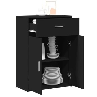 vidaXL Βοηθητικό Ντουλάπι Μαύρο 60x30x84cm από Επεξεργασμένο Ξύλο 1 τεμ.