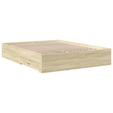 vidaXL Πλαίσιο Κρεβατιού με συρτάρια Sonoma Δρυς 160x200εκ. Επεξ. Ξύλο