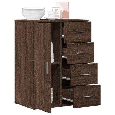 vidaXL Μπουφές Καφέ Δρυς 59x39x80cm από Επεξεργασμένο Ξύλο 1 τεμ.