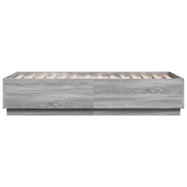 vidaXL Πλαίσιο Κρεβατιού με LED Γκρι Sonoma 75x190 εκ. Επεξεργ. Ξύλο