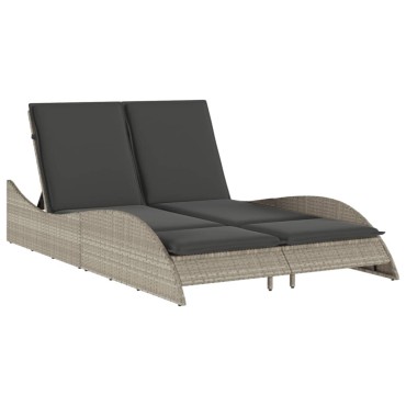 vidaXL Ξαπλώστρα Αν. Γκρι 114x205x73cm Συνθετικό Ρατάν με Μαξιλάρι 1 τεμ.