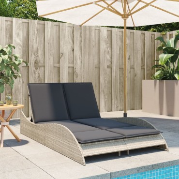 vidaXL Ξαπλώστρα Αν. Γκρι 114x205x73cm Συνθετικό Ρατάν με Μαξιλάρι 1 τεμ.