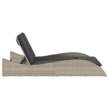 vidaXL Ξαπλώστρα Αν. Γκρι 114x205x73cm Συνθετικό Ρατάν με Μαξιλάρι 1 τεμ.