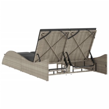 vidaXL Ξαπλώστρα Αν. Γκρι 114x205x73cm Συνθετικό Ρατάν με Μαξιλάρι 1 τεμ.