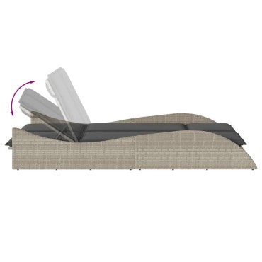 vidaXL Ξαπλώστρα Αν. Γκρι 114x205x73cm Συνθετικό Ρατάν με Μαξιλάρι 1 τεμ.