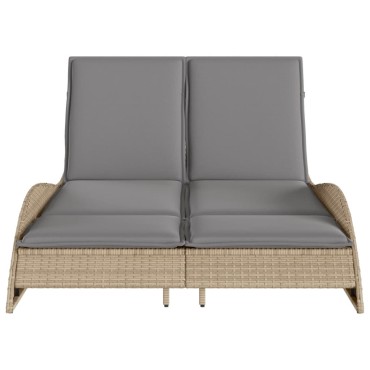 vidaXL Ξαπλώστρα Μπεζ 114x205x73cm από Συνθετικό Ρατάν με Μαξιλάρι 1 τεμ.