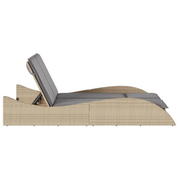 vidaXL Ξαπλώστρα Μπεζ 114x205x73cm από Συνθετικό Ρατάν με Μαξιλάρι 1 τεμ.
