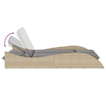 vidaXL Ξαπλώστρα Μπεζ 114x205x73cm από Συνθετικό Ρατάν με Μαξιλάρι 1 τεμ.