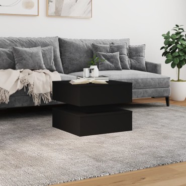 vidaXL Τραπεζάκι Σαλονιού με LED Μαύρο 50x50x40cm 1 τεμ.