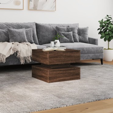 vidaXL Τραπεζάκι Σαλονιού με LED Καφέ Δρυς 50x50x40cm 1 τεμ.