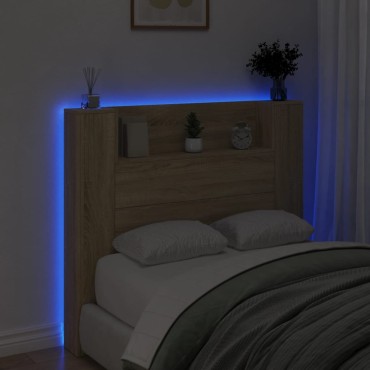 vidaXL Κεφαλάρι με Αποθηκ. Χώρο & LED Sonoma Δρυς 120x16,5x103,5cm 1 τεμ.