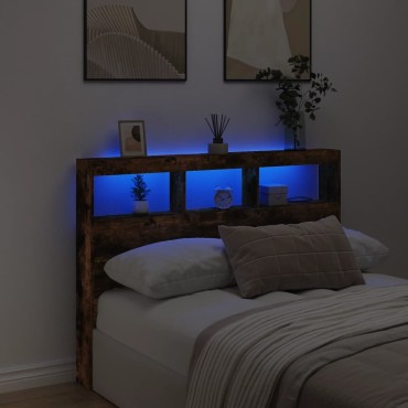 vidaXL Κεφαλάρι με Αποθηκ. Χώρο & LED Καπνιστή Δρυς 140x17x102cm 1 τεμ.