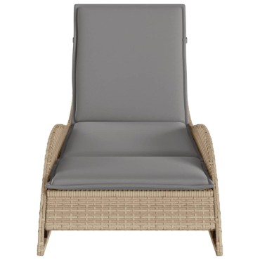 vidaXL Ξαπλώστρα Μπεζ 60x205x73cm από Συνθετικό Ρατάν με Μαξιλάρι 1 τεμ.